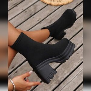 Black Platform Boot Sock